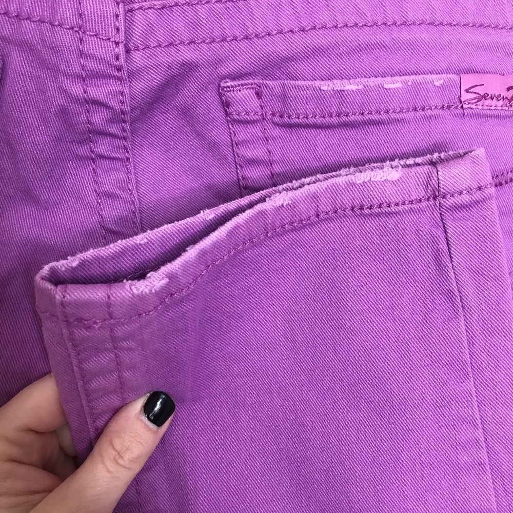 7 FOR ALL MANKIND Jeans Rosebud Purple Distressed - Picture 11 of 15